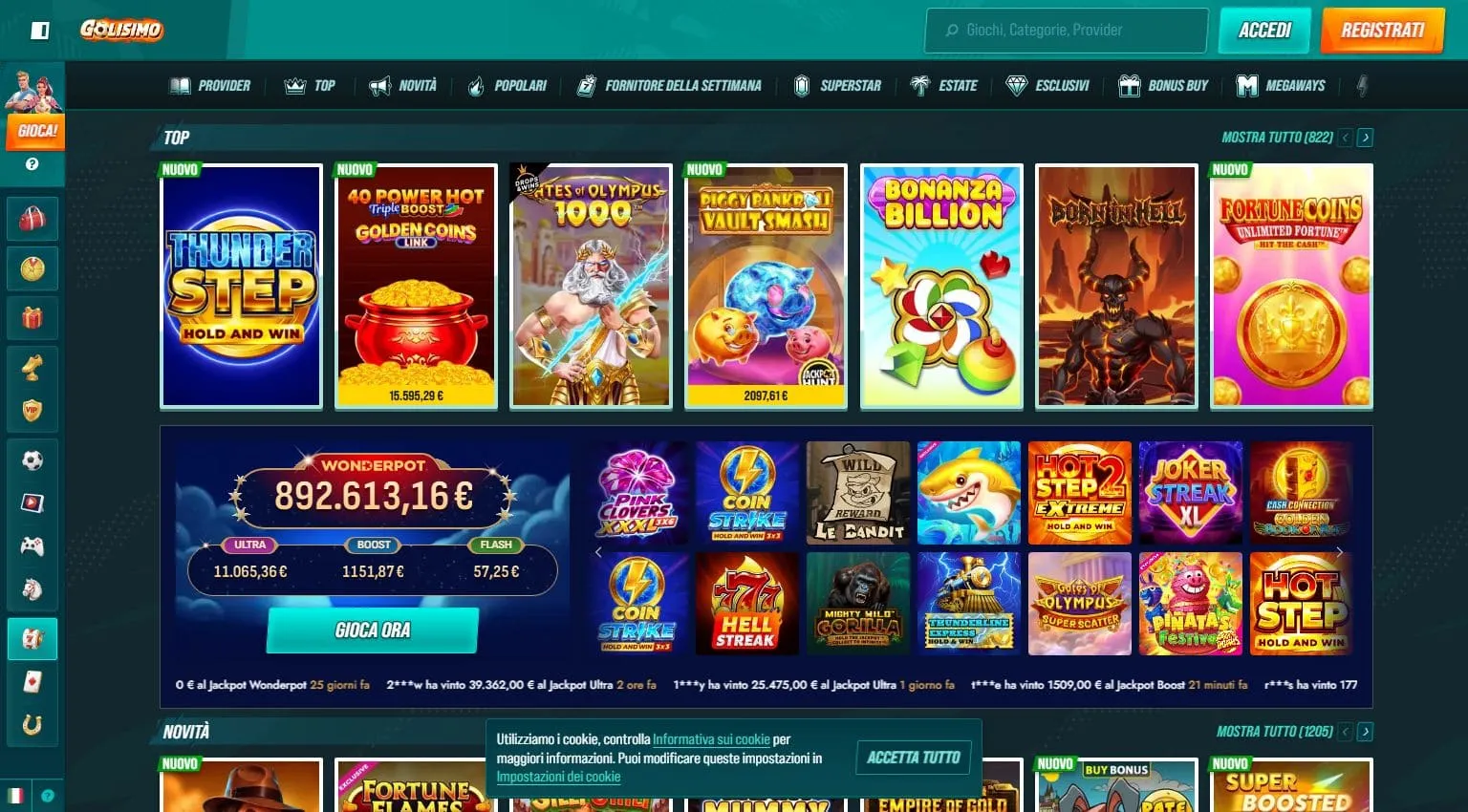 Catalogo giochi Golisimo Casino